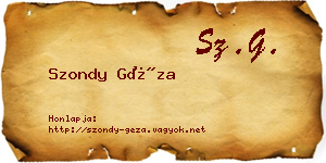 Szondy Géza névjegykártya