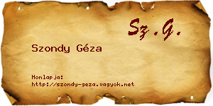 Szondy Géza névjegykártya