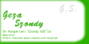 geza szondy business card